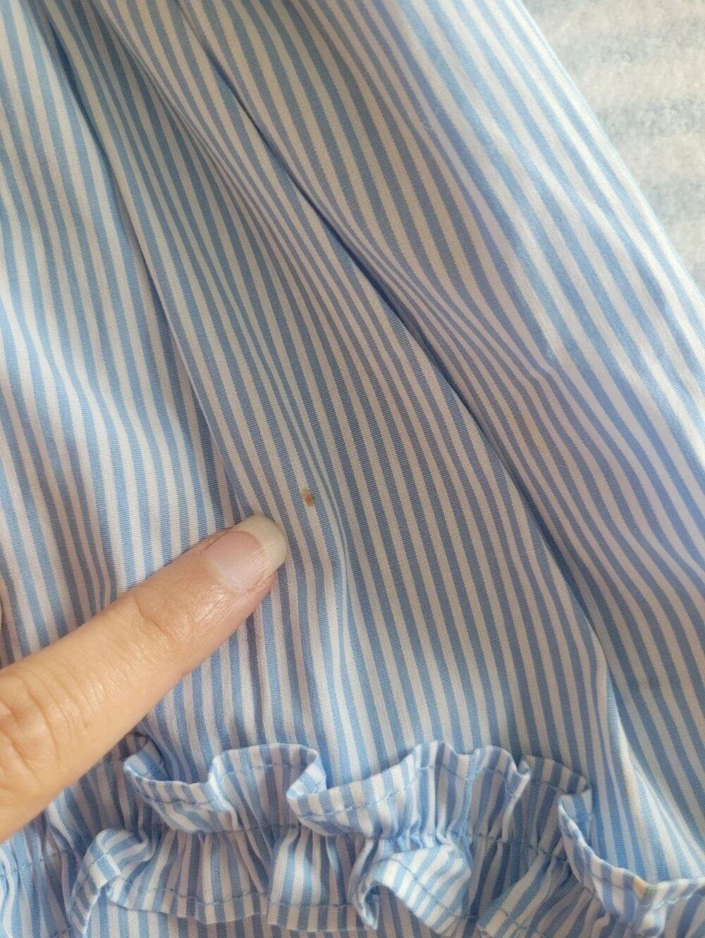kate spade X Target Light Blue & White Striped Ruffle Shirt Dress - Picture 4 of 5